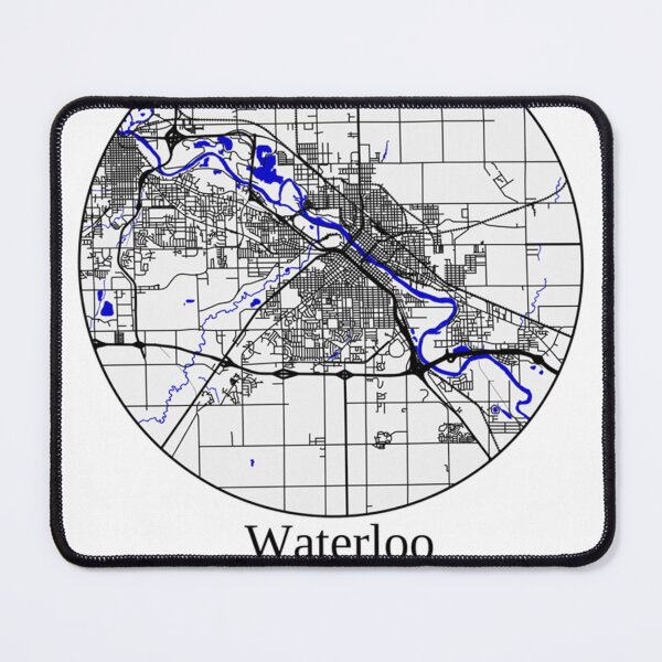 Item preview, Waterloo, Iowa Road Map Art - Blue Rivers and Dark Roads designed and sold by Formatist1.