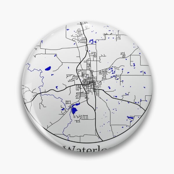 Item preview, Waterloo, Illinois Road Map Art - Blue Rivers and Dark Roads Metal Print designed and sold by Formatist1.