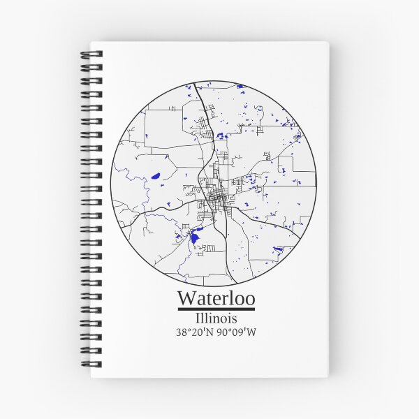 Item preview, Waterloo, Illinois Road Map Art - Blue Rivers and Dark Roads Metal Print designed and sold by Formatist1.