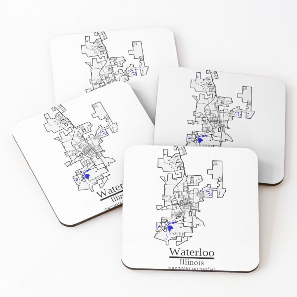 Item preview, Waterloo, Illinois Road Map Art - Blue Rivers and Dark Roads City Limits Style designed and sold by Formatist1.