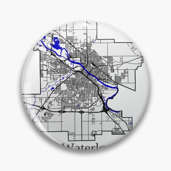 Item preview, Waterloo, Iowa Road Map Art - Blue Rivers and Dark Roads City Limits Style designed and sold by Formatist1.