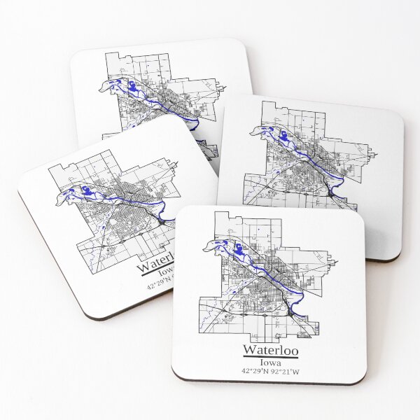 Item preview, Waterloo, Iowa Road Map Art - Blue Rivers and Dark Roads City Limits Style designed and sold by Formatist1.