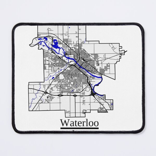 Item preview, Waterloo, Iowa Road Map Art - Blue Rivers and Dark Roads City Limits Style designed and sold by Formatist1.