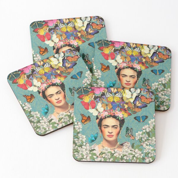 Item preview, Frida Kahlo Butterflies Teal designed and sold by Muycote.