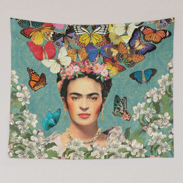 Item preview, Frida Kahlo Butterflies Teal designed and sold by Muycote.