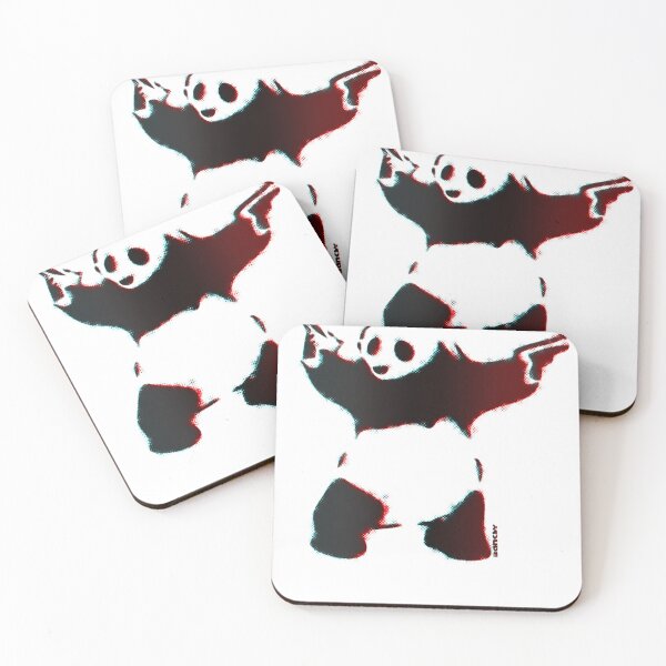 Item preview, 'Banksy Panda With Guns' Black And White Graffiti Street Art With Signature Tag On White Background Hd High Quality Online Store designed and sold by stephenarthuge.