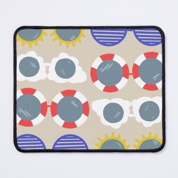 Item preview, Cool beachy sunshades in blue, red, and yellow on sand designed and sold by katerosestudios.