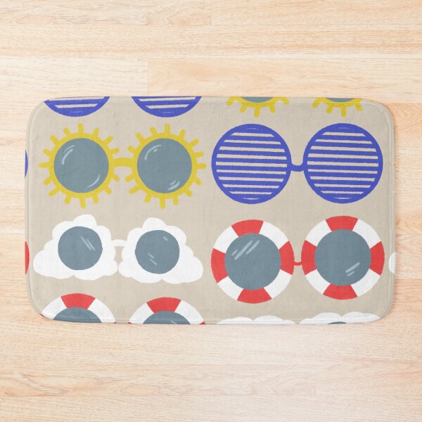 Item preview, Cool beachy sunshades in blue, red, and yellow on sand designed and sold by katerosestudios.