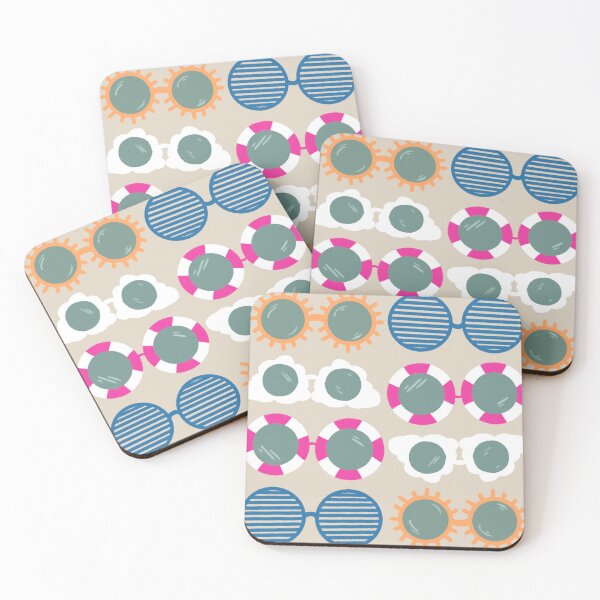 Item preview, Cool beachy sunshades in blue, pink, and tangerine on sand designed and sold by katerosestudios.