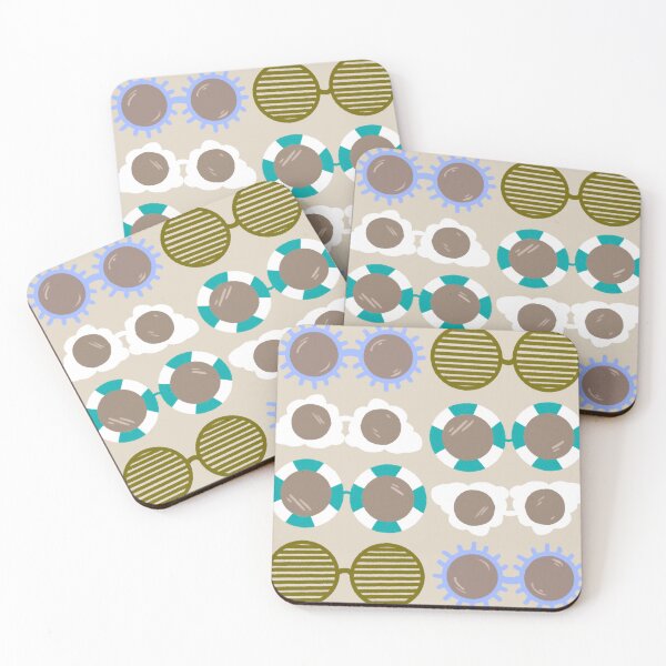 Item preview, Cool beachy sunshades in lavender, teal, olive green on sand designed and sold by katerosestudios.