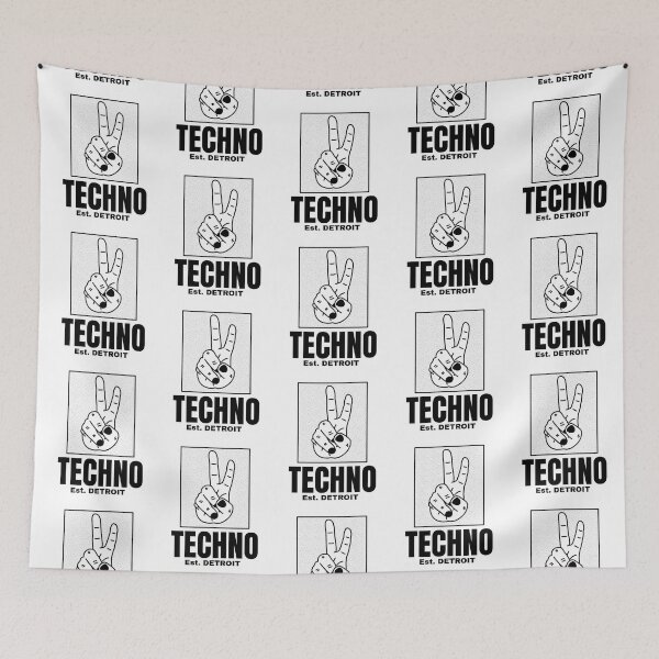 Item preview, TECHNO  - Peace Digits (Black)  designed and sold by Discothreadz.