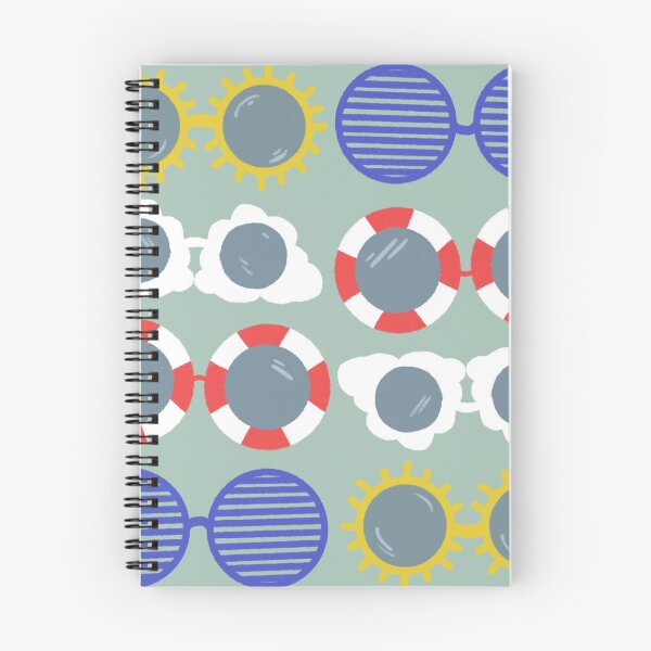 Item preview, Cool beachy sunshades in blue, red, and yellow on sage designed and sold by katerosestudios.