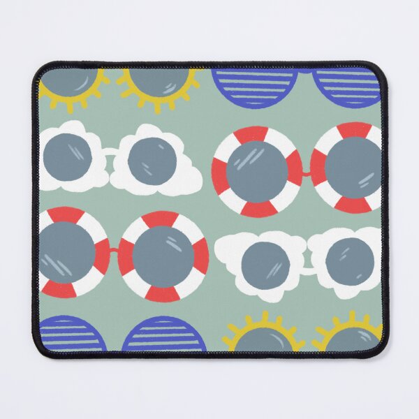Item preview, Cool beachy sunshades in blue, red, and yellow on sage designed and sold by katerosestudios.