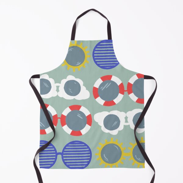 Item preview, Cool beachy sunshades in blue, red, and yellow on sage designed and sold by katerosestudios.