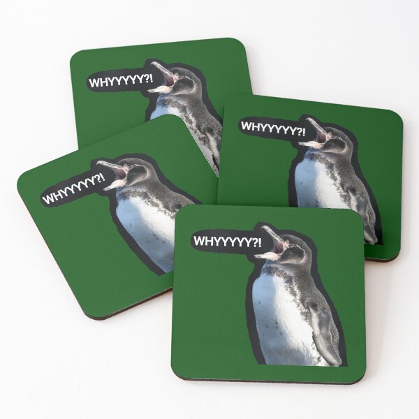 Item preview, Galapagos Penguin questions life (dark green #014606 Background) designed and sold by SBPenguins.