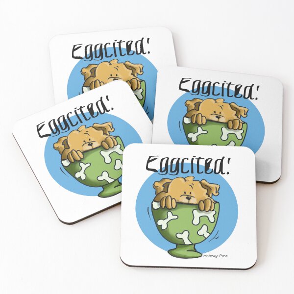 Item preview, eggcited puppy! designed and sold by Whimsy Pose Illustrations.