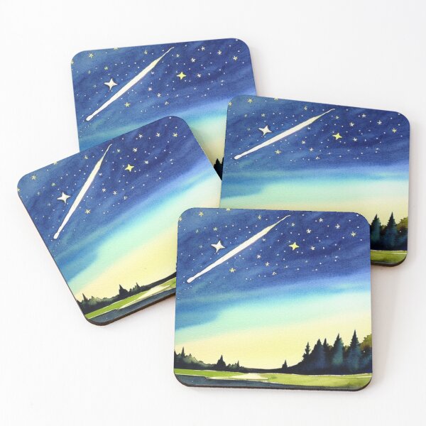 Item preview, Shooting Star in a Night Sky in Watercolor designed and sold by SquishStitches.