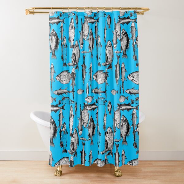 Sholly fish in BLUE Shower Curtain