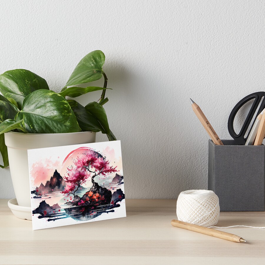 Cherry Blossom on Small Rock Art Print