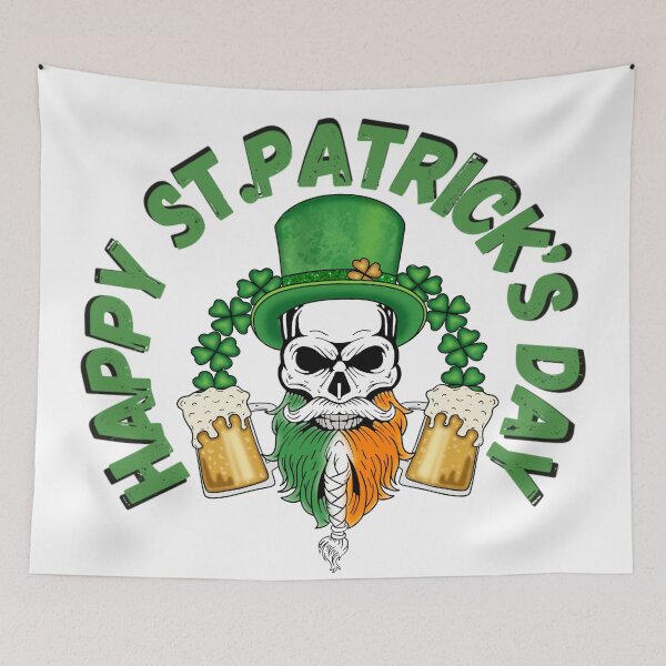 Item preview, Happy St. Patrick’s Day Skull with beers designed and sold by MLD112.