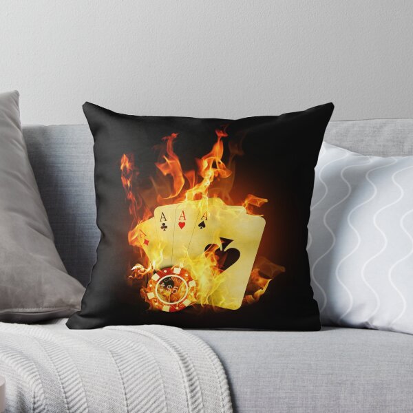 Burning Poker Cards Throw Pillow