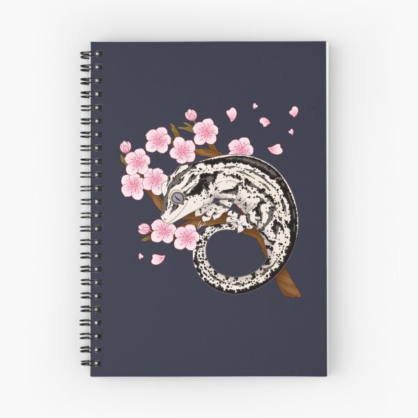 Item preview, Black And White Stripe Gargoyle Gecko With Sakura Flowers designed and sold by anacecilia.