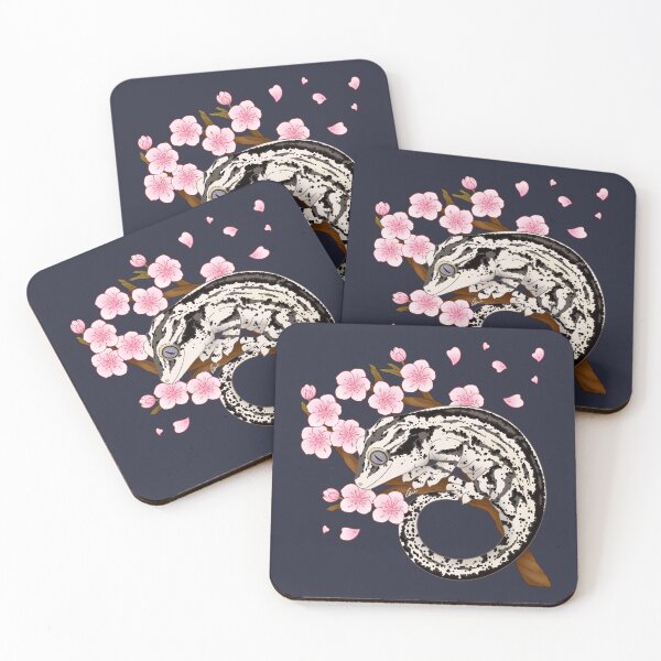 Item preview, Black And White Stripe Gargoyle Gecko With Sakura Flowers designed and sold by anacecilia.