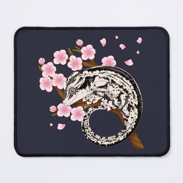 Item preview, Black And White Stripe Gargoyle Gecko With Sakura Flowers designed and sold by anacecilia.