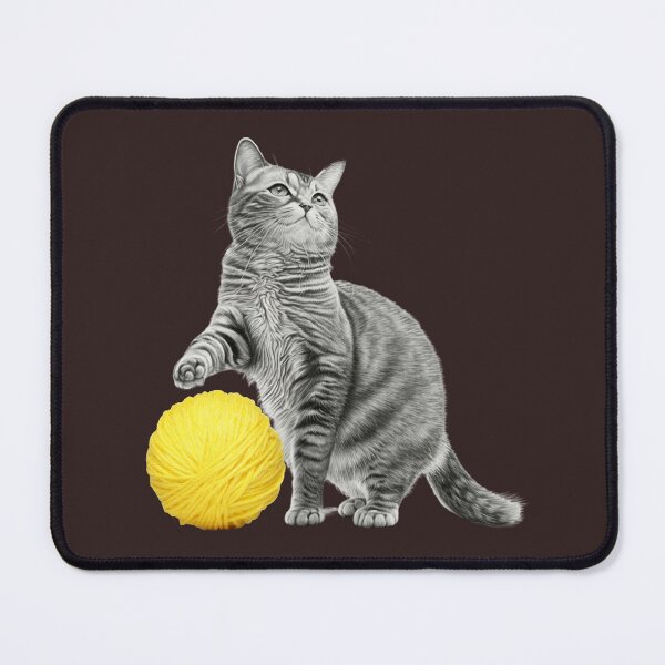 Item preview, Cat Playing with Ball of Yellow Yarn designed and sold by koolandthecat.