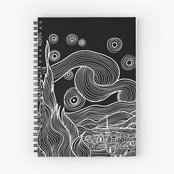 Item preview, Starry night Vincent Van Gogh sketch white designed and sold by in-the-mountain.
