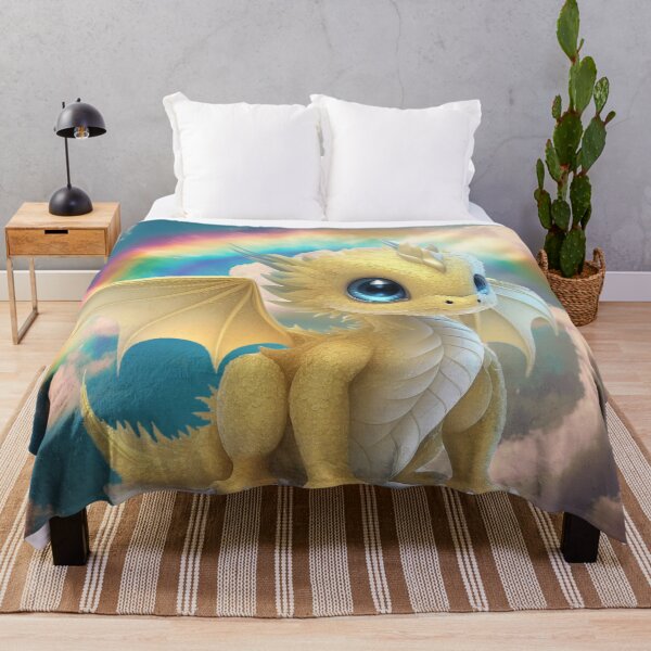 Item preview, Baby Yellow Dragon with Tiny Rainbow Wings and Blue Eyes - Sweet Baby! designed and sold by Dragonstrom.