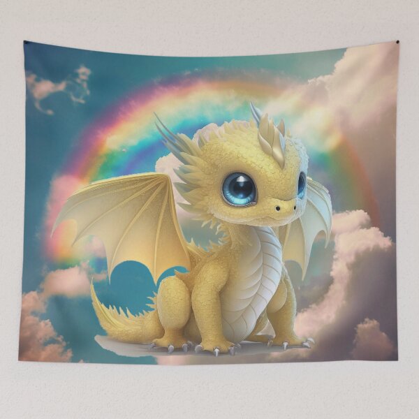 Item preview, Baby Yellow Dragon with Tiny Rainbow Wings and Blue Eyes - Sweet Baby! designed and sold by Dragonstrom.