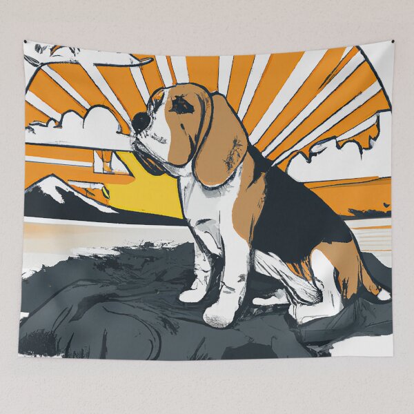 Item preview, Retro Vintage Sunset Beagle Dog designed and sold by Restless Mortal.