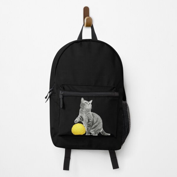 Item preview, Cat Playing with Ball of Yellow Yarn designed and sold by koolandthecat.