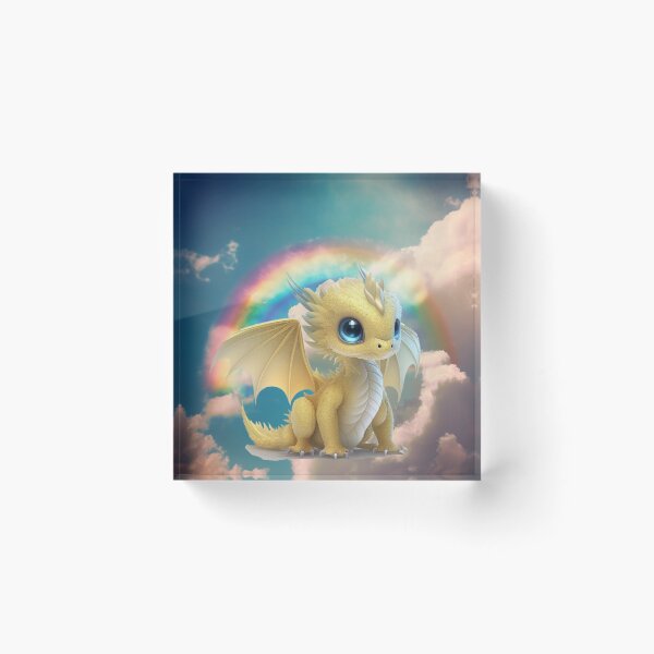 Item preview, Baby Yellow Dragon with Tiny Rainbow Wings and Blue Eyes - Sweet Baby! designed and sold by Dragonstrom.
