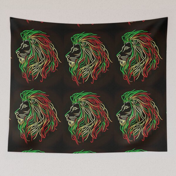 Item preview, Abstract Neon Red Yellow Green Lion Head designed and sold by koolandthecat.