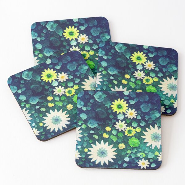Item preview, Blue Green Flowers Repeating Pattern designed and sold by DESIGNERCATS.