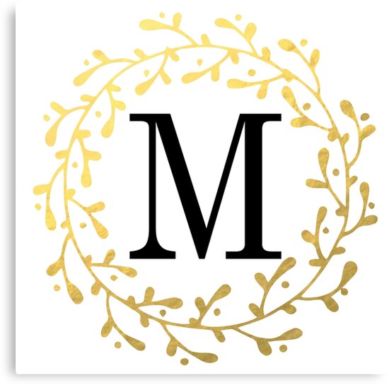 Download "Monogram Letter M | Personalised | Black and Gold Design" Canvas Prints by PraiseQuotes | Redbubble