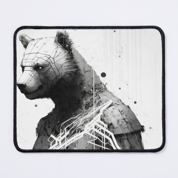Item preview, Minimalist Cyberpunk Black And Grey Bear designed and sold by EtchCrafter.