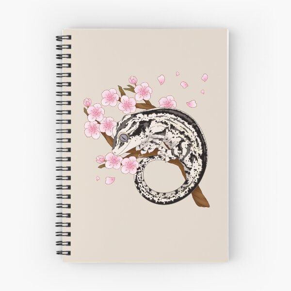 Item preview, Black And White Stripe Gargoyle Gecko With Sakura Flowers II designed and sold by anacecilia.
