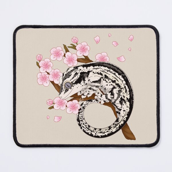 Item preview, Black And White Stripe Gargoyle Gecko With Sakura Flowers II designed and sold by anacecilia.