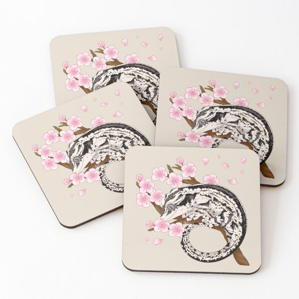 Item preview, Black And White Stripe Gargoyle Gecko With Sakura Flowers II designed and sold by anacecilia.
