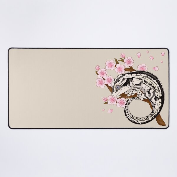 Item preview, Black And White Stripe Gargoyle Gecko With Sakura Flowers II designed and sold by anacecilia.