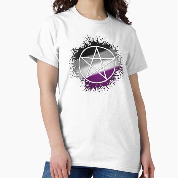 Paint Splatter Asexual Pride Pentacle Symbol Classic T-Shirt