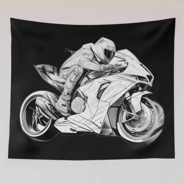Item preview, Black and White Futuristic Cyberpunk Superbike designed and sold by beluxe.