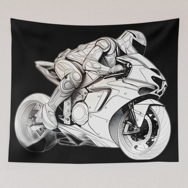 Item preview, Black and White Futuristic Cyberpunk Superbike designed and sold by beluxe.