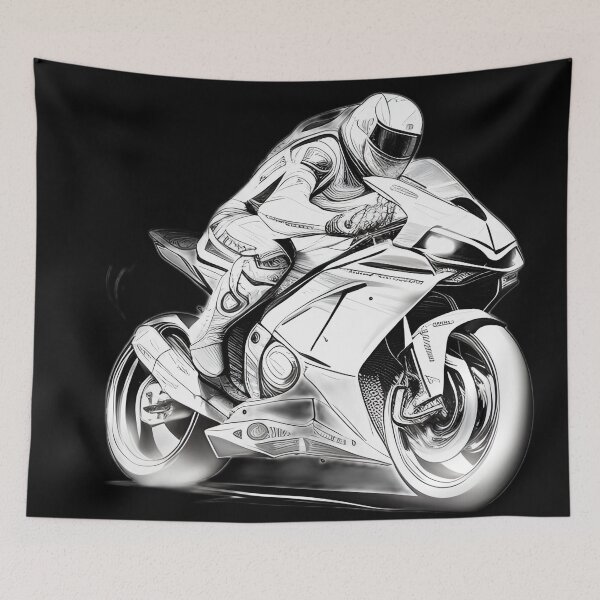 Item preview, Black and White Futuristic Cyberpunk Superbike designed and sold by beluxe.