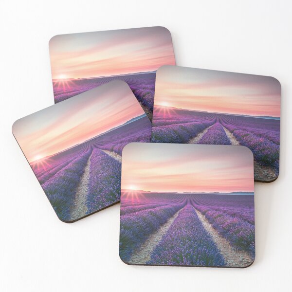 Item preview, Lavender flower fields in endless rows at sunset. designed and sold by Stefano Orazzini.