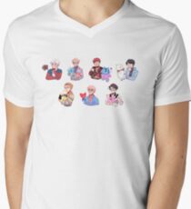 Camiseta para hombre de cuello en v BTS con sus amigos BT21 !!!