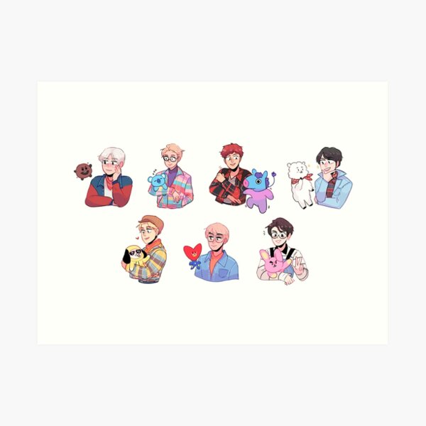 BTS con sus amigos !!! Lámina artística